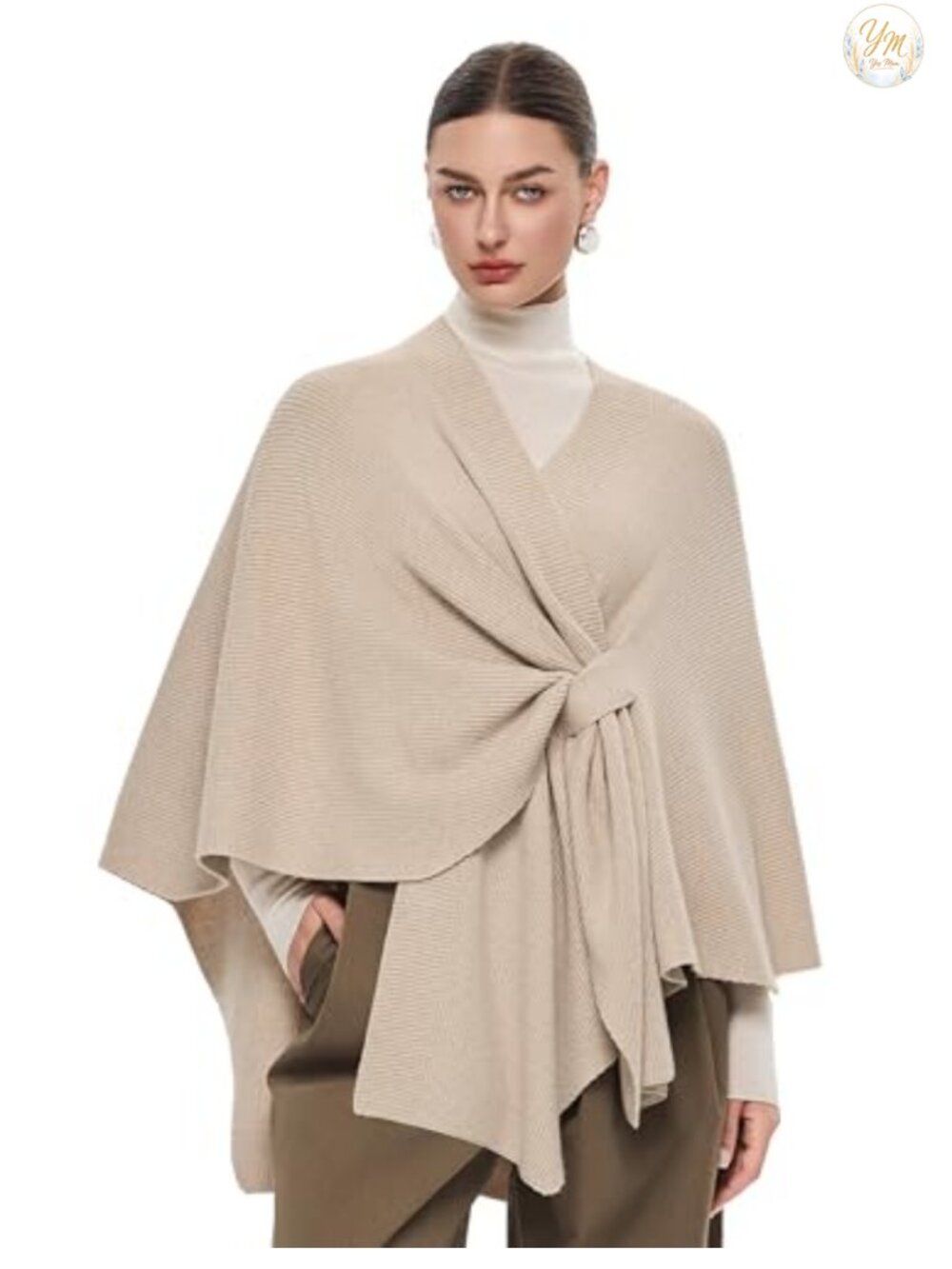 Elegant Shawl Wrap Open Front Poncho Sweater